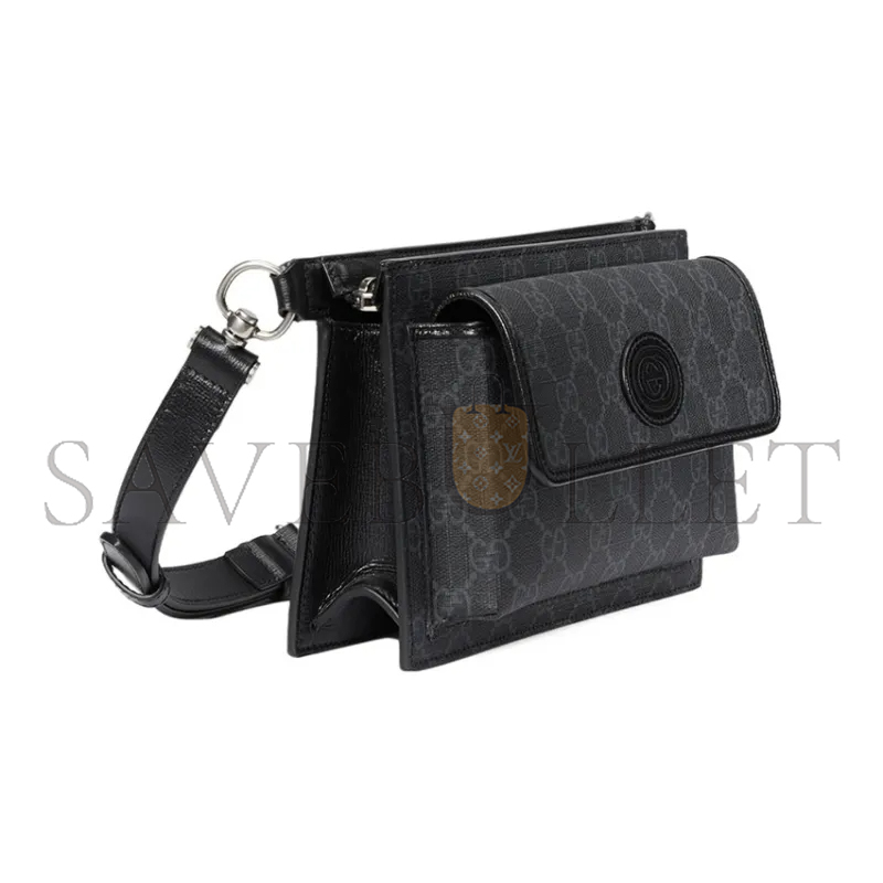 G*u*i gg canvas with leather sling bags one shoulder 746300 (18*13*5cm)